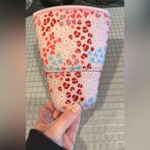 Floral and Heart Patterned Pink Cup Sleeve